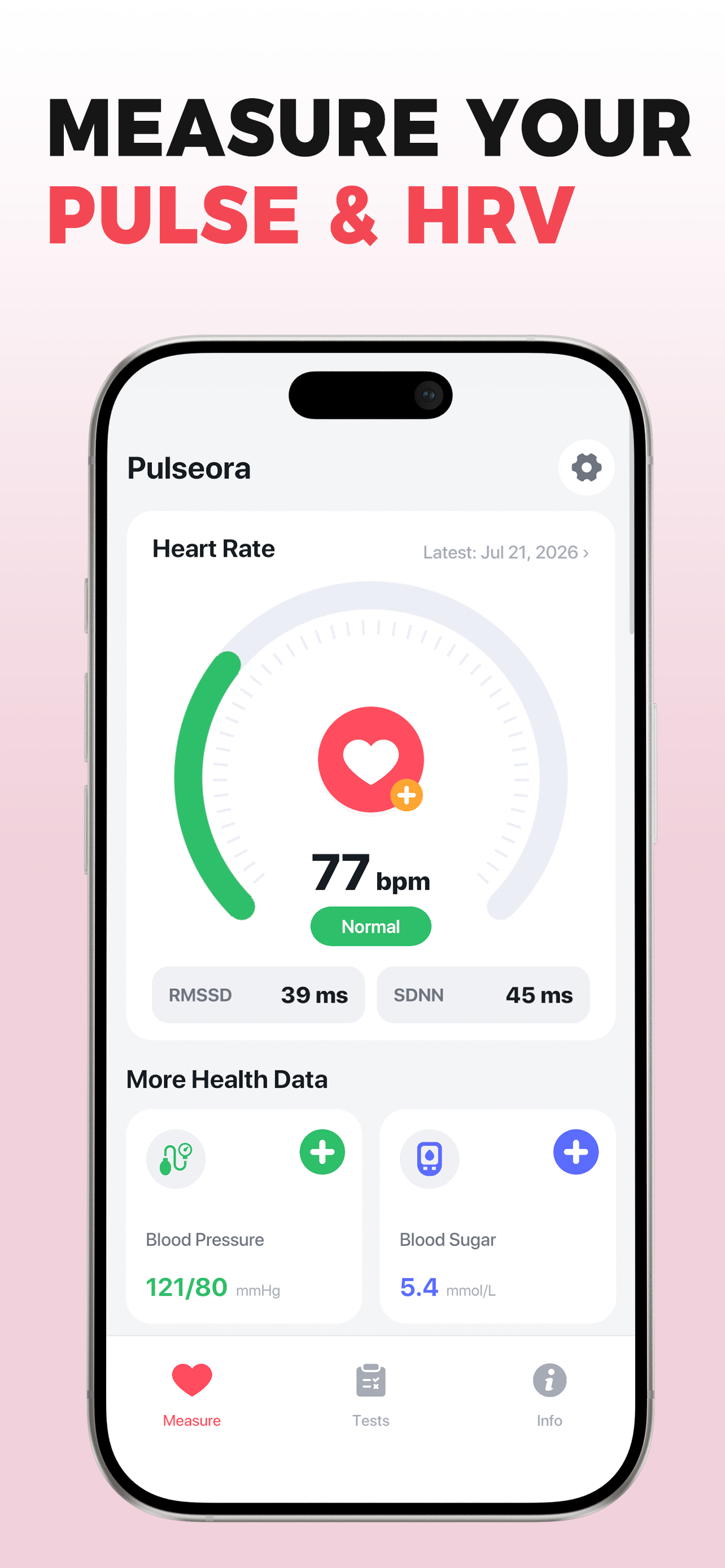 Pulseora heart rate screen
